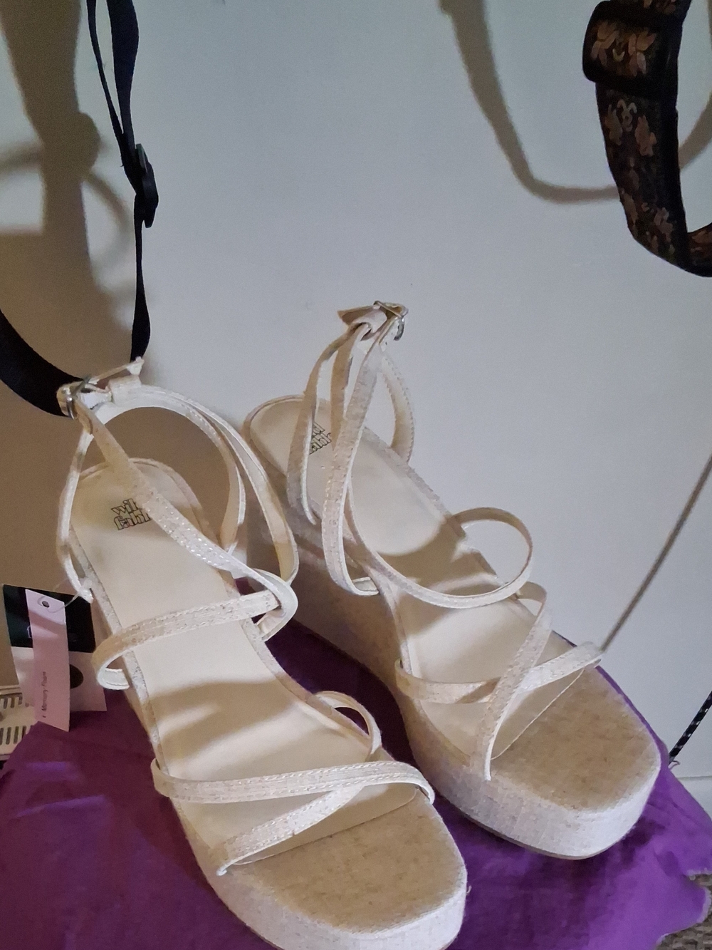 wild fable Cream Strappy Wedge Sandals with Ankle Buckle